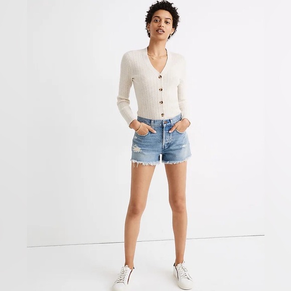 Madewell Relaxed Denim Shorts in Foxglen Wash Size 27 Button Fly L21 - Picture 2 of 10
